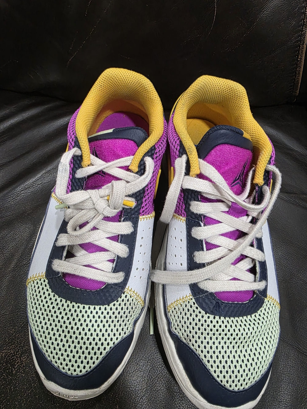 Colorblock Mesh Sneakers in Yellow, Purple, Navy & Mint